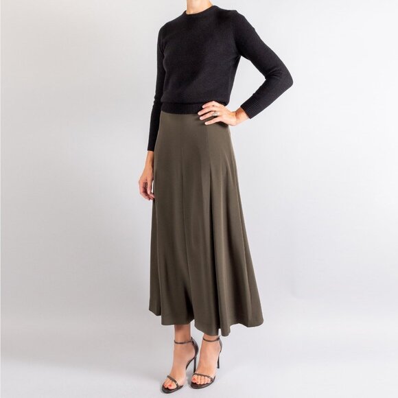 CO Pleated Crepe Midi Skirt in "Forest", size Medium (fits slim to size) - Picture 1 of 7